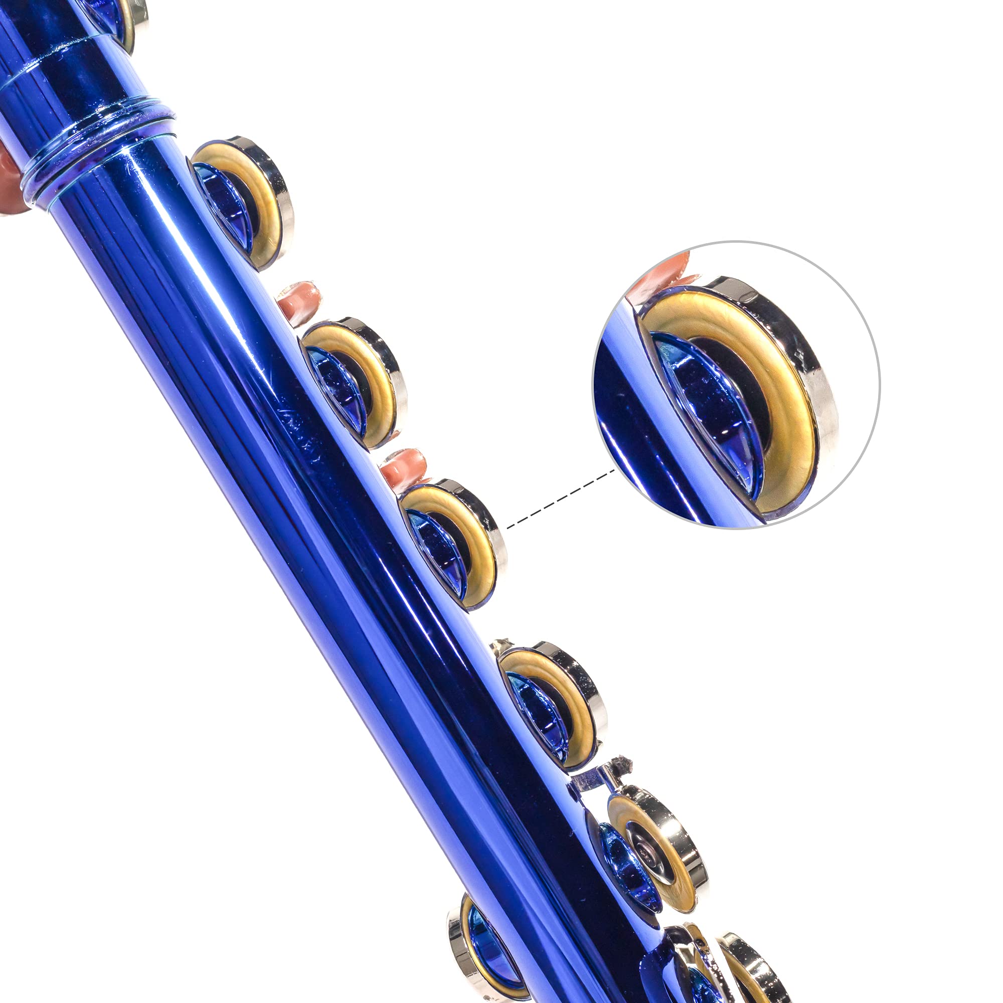 LeSage Closed Hole C Flutes 16 Key Blue Flute for Student Flute Beginner Starter with Flute Case Maintenance Kit Cleaning Cloth